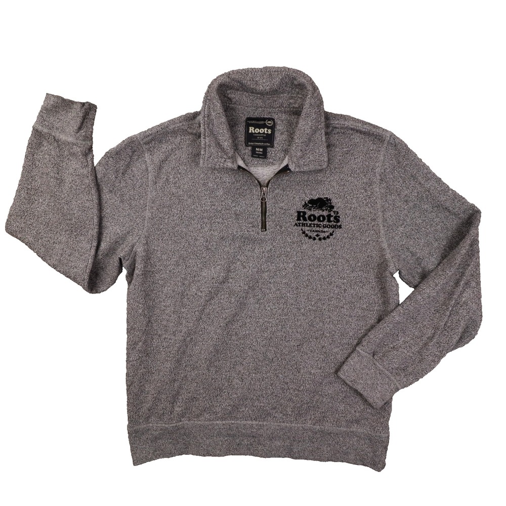 Roots Canada Quarter Zip Sweatshirt‎ Men's Medium Grey Outdoor Gorpcore